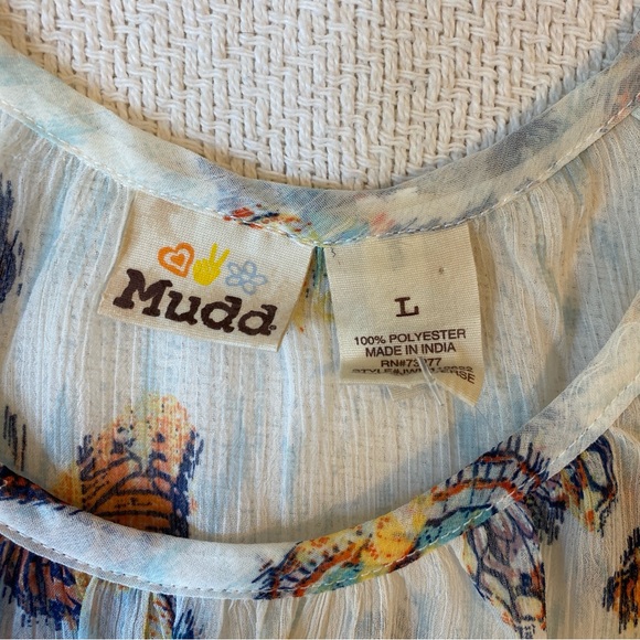 Mudd, L, white see through with colorful butterflies - Picture 2 of 3